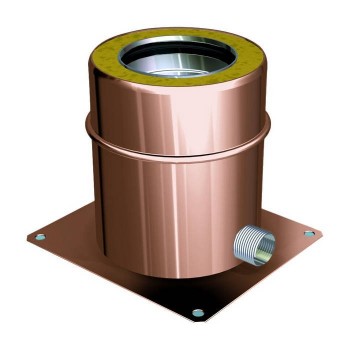 Base plate with lateral flue pipe condensation drain copper